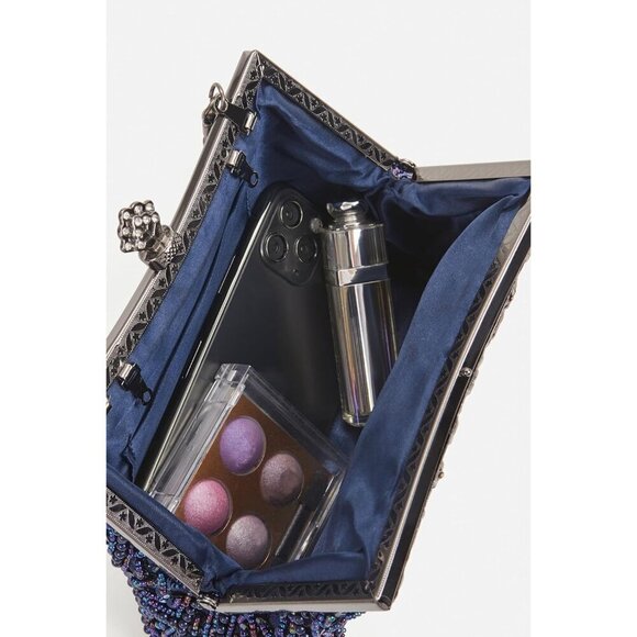 ❤️ Womens Pearl Roaring Evening Clutch Beaded Gatsby Costume Accessories Handbag - Picture 4 of 7